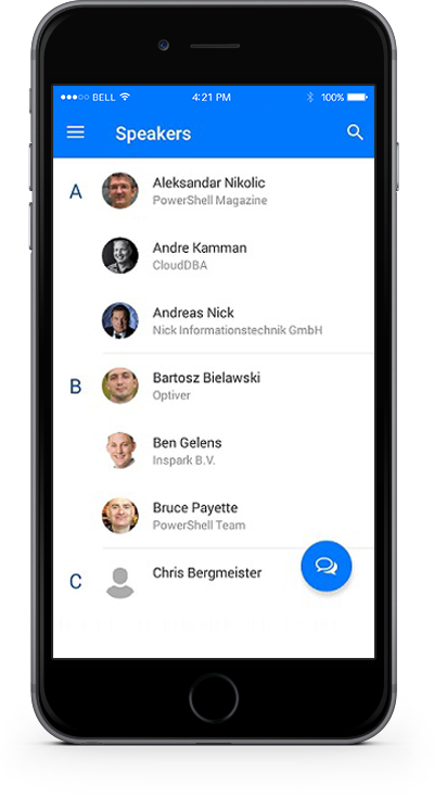 eventRAFT App - Speakers Screen